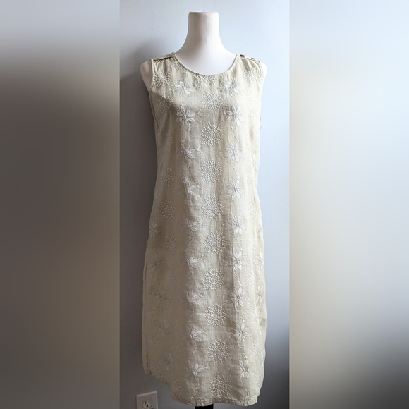 Terzo Millenio 100% Italian Linen Sleeveless Midi Dress Size Small - Picture 5 of 13
